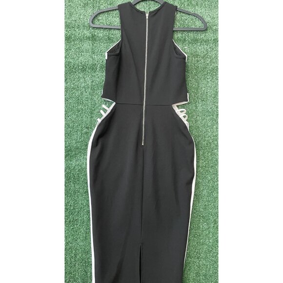 A'Gaci Black and White Striped Bodycon Dress Zip Sleeveless Size Medium - Picture 11 of 12